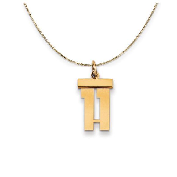 14k Yellow Gold, Athletic, Sm Polished Number 11 Necklace - 22 Inch - Picture 1 of 7
